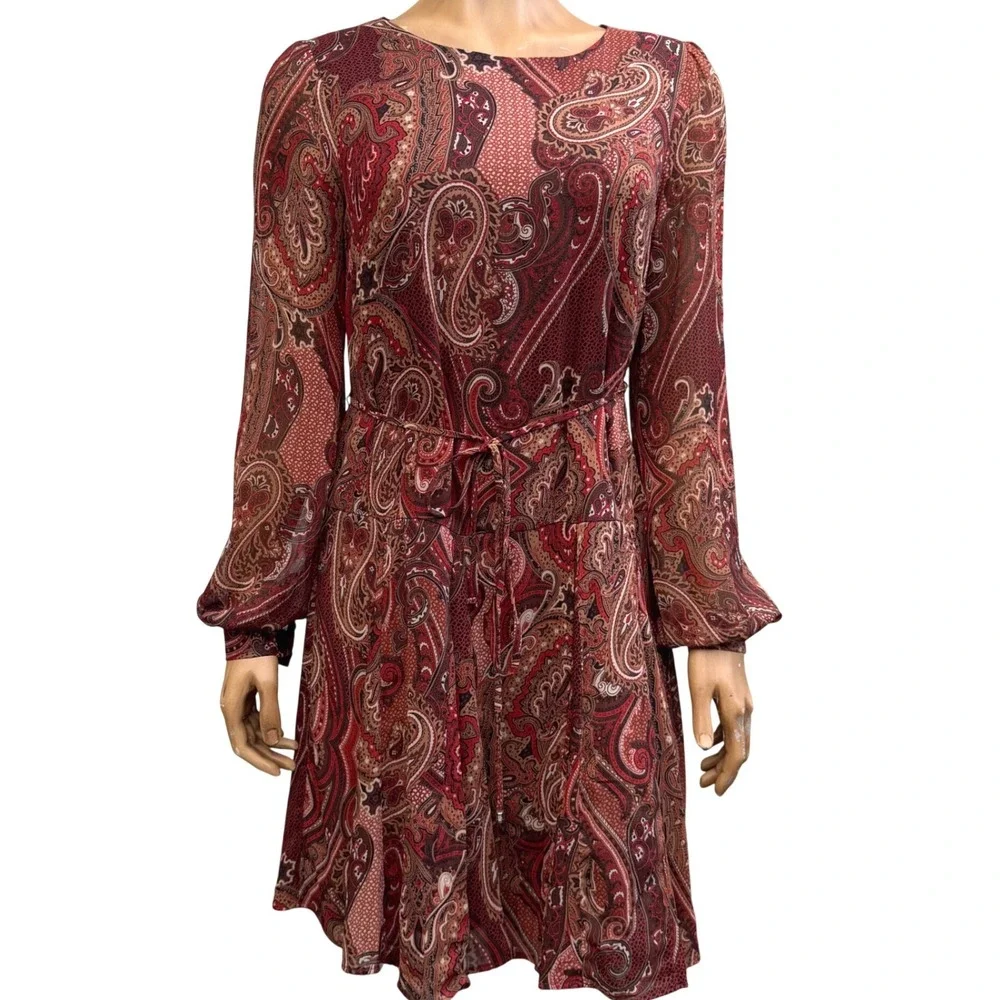 tommy hilfiger paisley chiffon midi dress Tommy Hilfiger Women's Paisley Chiffon Midi Sheer Dress